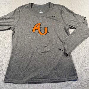 Nike Dri-FIT Long Sleeve Athletic Top Anderson University AU Logo Gray Women's L